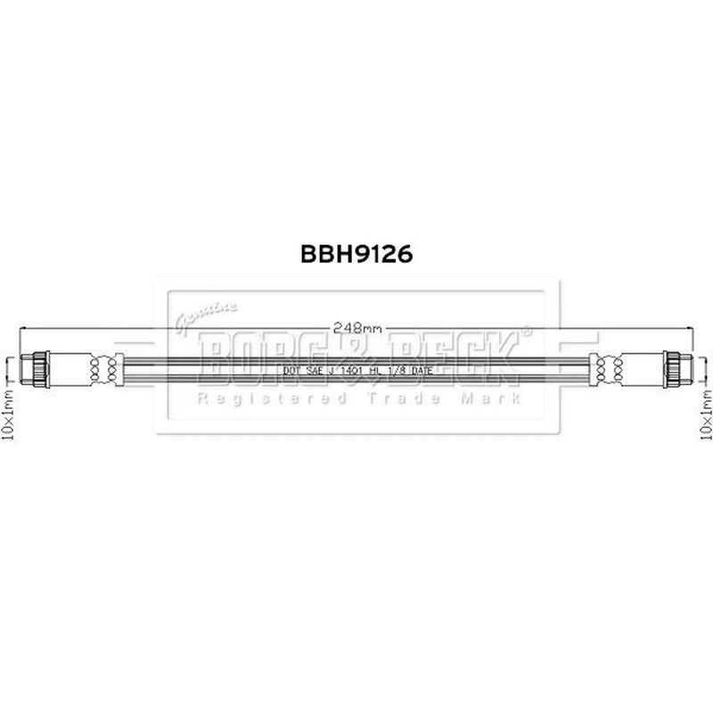 Borg & Beck Brake Hydraulic Hose Line Rear Left BBH9126