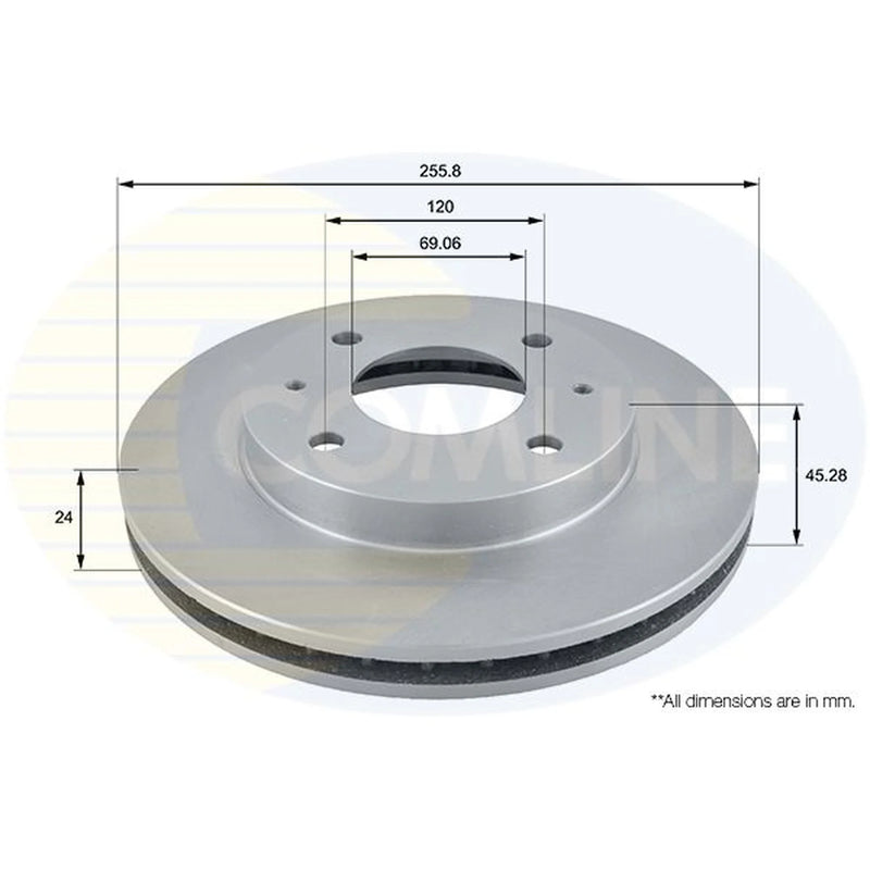 Comline 2 x Internally Vented Front Brake Discs ADC0333V
