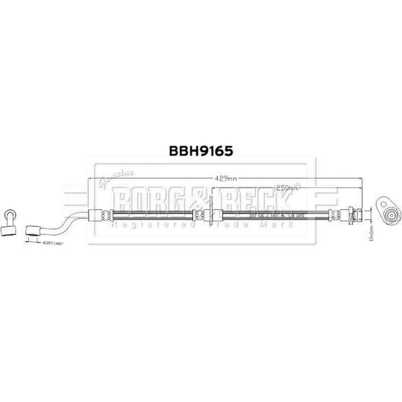 Borg & Beck Brake Hydraulic Hose Line Front Right BBH9165