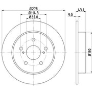 DON 2 x Solid Rear Brake Discs PCD14452