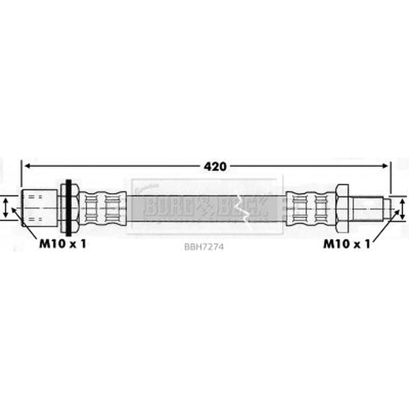 Borg & Beck Brake Hydraulic Hose Line Rear Left BBH7274