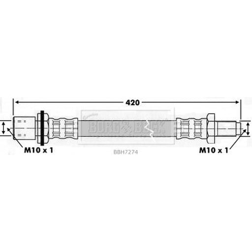 Borg & Beck Brake Hydraulic Hose Line Rear Left BBH7274