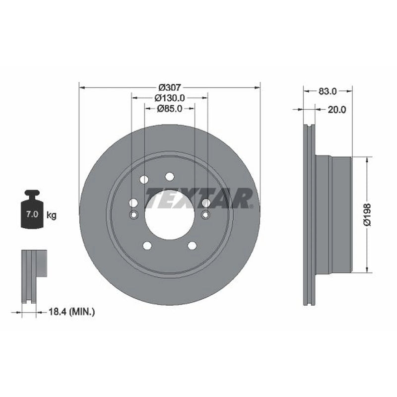 Textar 2 x Vented Rear Brake Discs 92341003