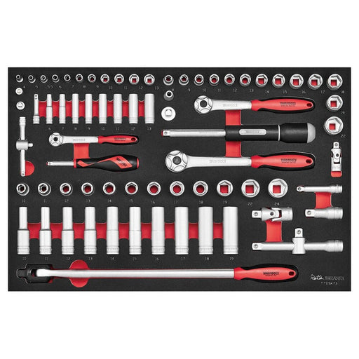Teng Tools Socket Set FOAM4X4 73 Pieces 1/4" 3/8" 1/2" Drive
