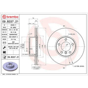 Brembo 2 x Internally Vented Front Brake Discs 09.B337.21