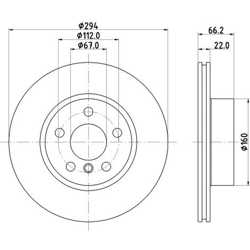 DON 2 x Internally Vented Front Brake Discs PCD22052