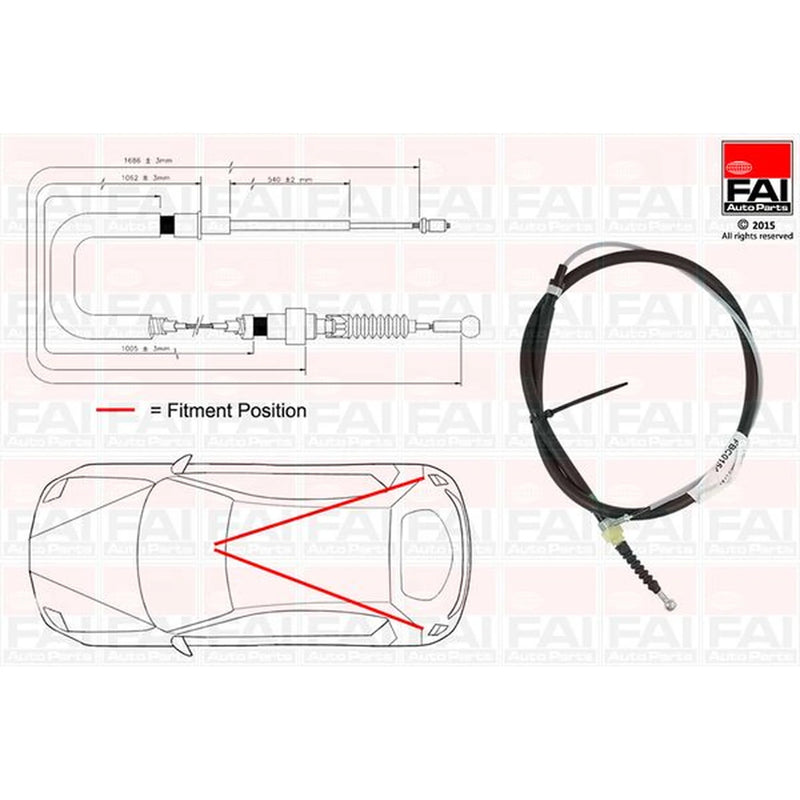 FAI Handbrake Cable Left Rear FBC0154