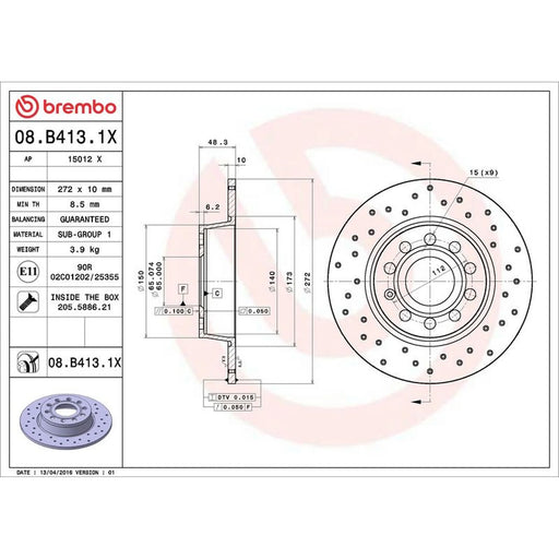 Brembo Xtra 2 x Rear Brake Discs 08.B413.1X