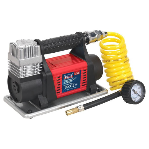 Sealey Tyre Inflator/Mini Air Compressor 12V Heavy-Duty MAC04 Sealey  - Town Parts