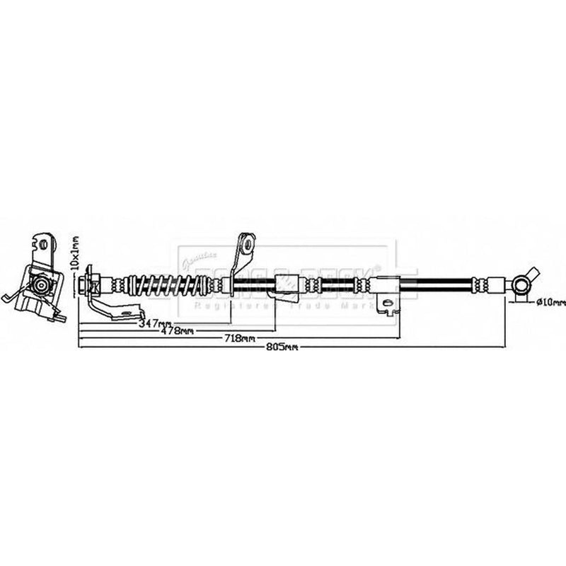 Borg & Beck Brake Hydraulic Hose Line Front Left BBH8624