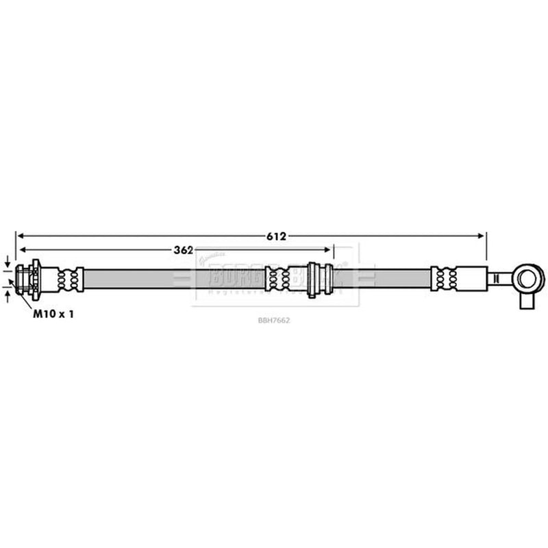 Borg & Beck Brake Hydraulic Hose Line Front Left BBH7662