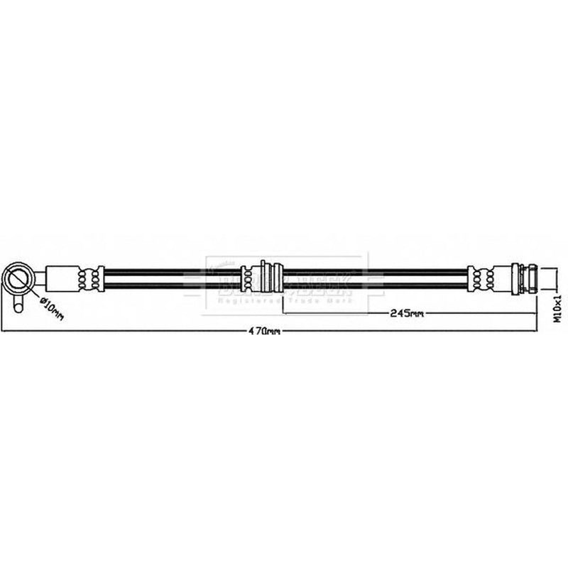 Borg & Beck Brake Hydraulic Hose Line Front Left BBH8424