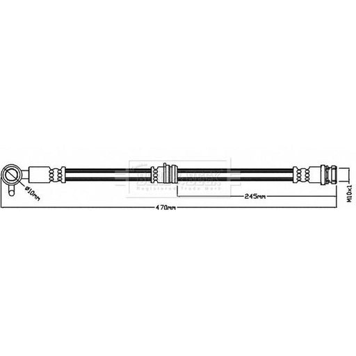 Borg & Beck Brake Hydraulic Hose Line Front Left BBH8424