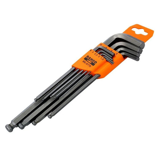 Bahco BE-9770 Metric Long Ball End Hex L-Key Set, 9 Piece - BE-9770