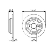 Bosch 2 x Solid Rear Brake Discs 0 986 479 C27