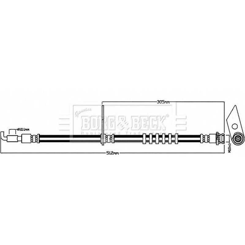 Borg & Beck Brake Hydraulic Hose Line Front Left BBH8467