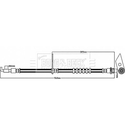 Borg & Beck Brake Hydraulic Hose Line Front Left BBH8467