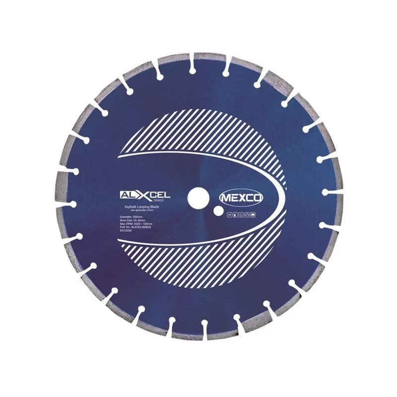 MEXCO Asphalt Looping Diamond Blade 350 x 25.4mm x 6mm Width - ALXCEL350625