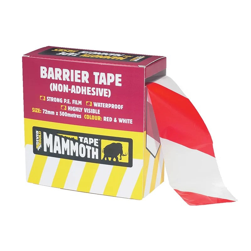 Everbuild Sika Mammoth Barrier Tape Red/White 72mm x 500m - 482932