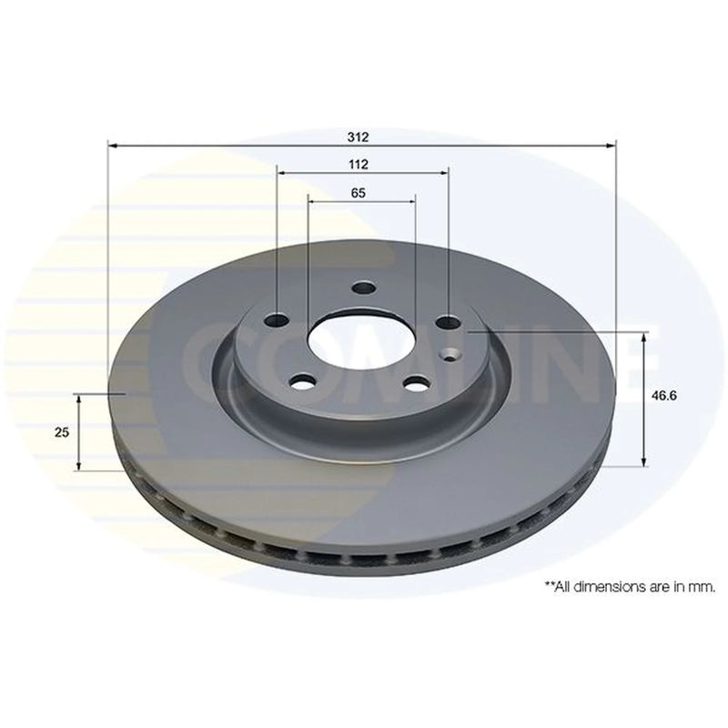 Comline 2 x Internally Vented Front Brake Discs ADC5206V