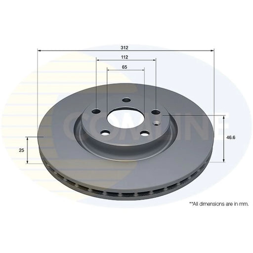 Comline 2 x Internally Vented Front Brake Discs ADC5206V