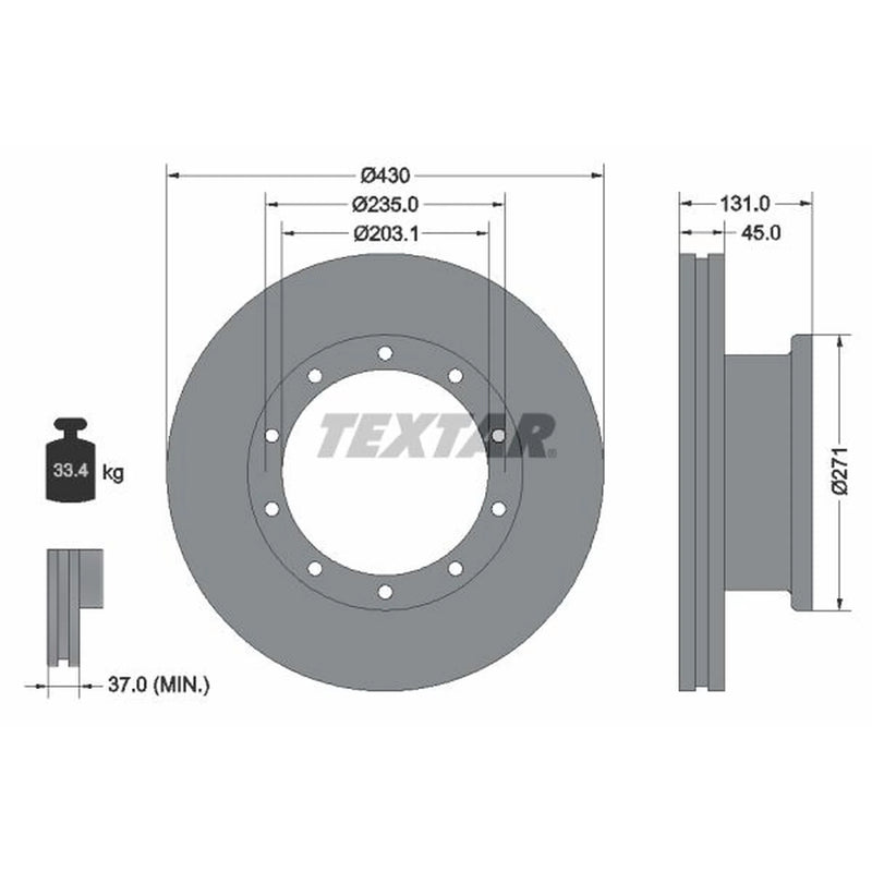 Textar 2 x Internally Vented Brake Discs 93086800 OE 1415147 920924972 234110