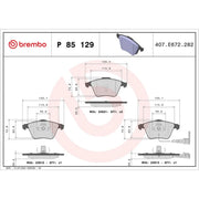 Brembo 4 x Front Brake Pad Set P85129