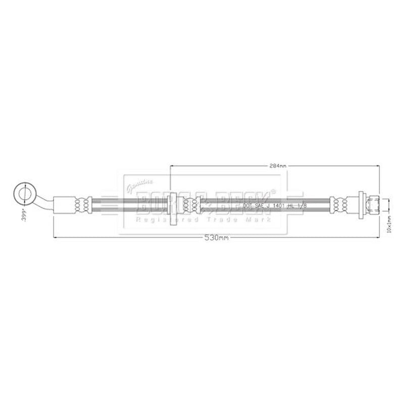 Borg & Beck Brake Hydraulic Hose Line Front Left BBH8924