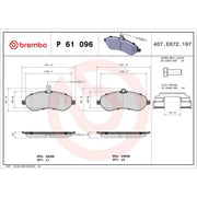 Brembo 4 x Front Brake Pad Set P61096