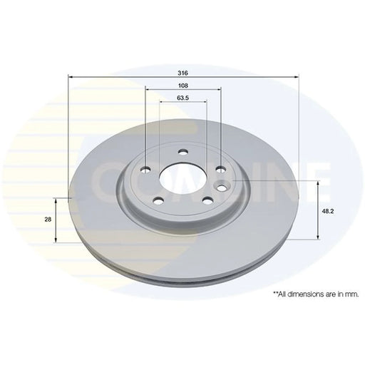 Comline 2 x Internally Vented Front Brake Discs ADC2929V