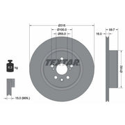 Textar 2 x Internally Vented Rear Brake Discs 92169503