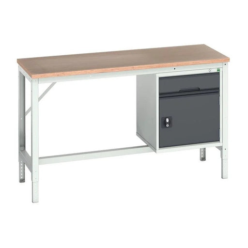 Bott Verso Adjustable Bench with Cupboard + Drawer, mpx Top 1500 x 600mm