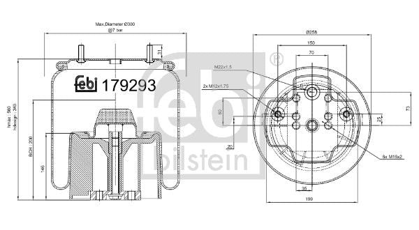 Febi Air Suspension Bellow 258mm