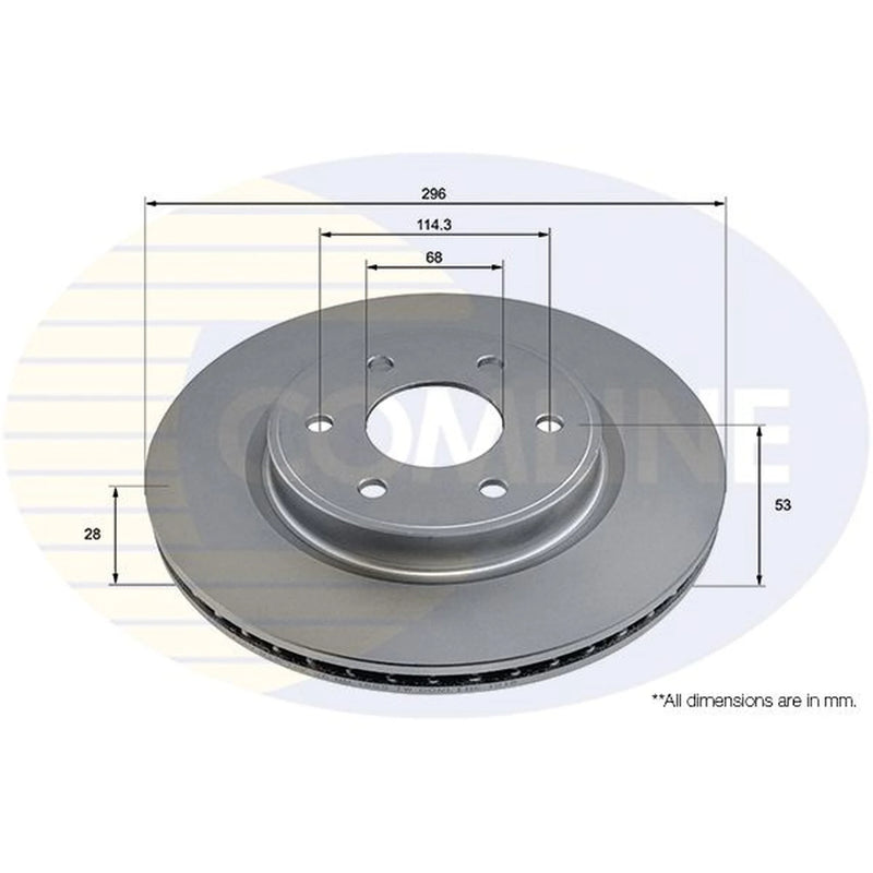 Comline 2 x Internally Vented Front Brake Discs ADC2926V