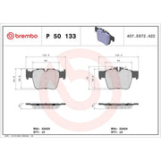 Brembo 4 x Rear Brake Pad Set P50133