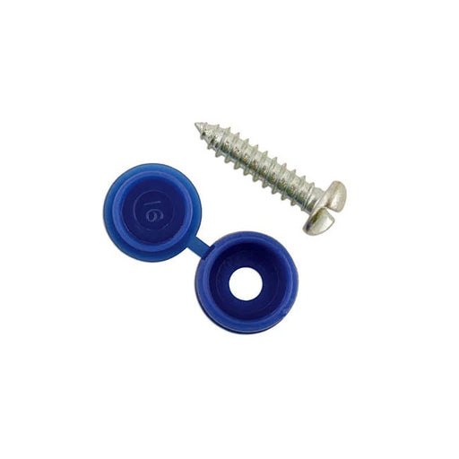 Connect Number Plate Security Screws 6 x 20mm Blue Cap 100pc - CPL