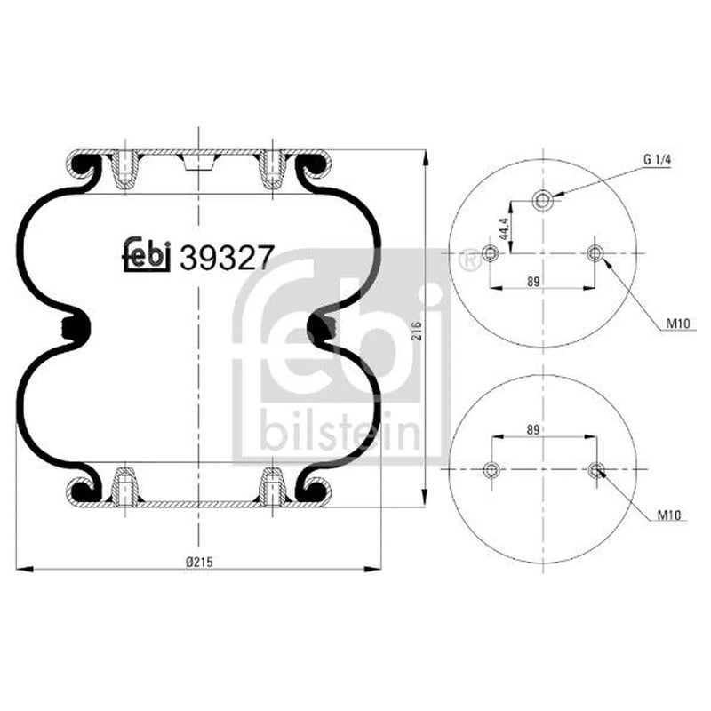 Febi Air Suspension Bellow 215mm 39327