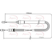 Apec Handbrake Cable Left Rear CAB1333