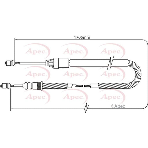 Apec Handbrake Cable Left Rear CAB1333