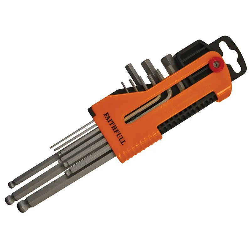 Faithfull Metric Long Arm Ball End Hex Key Set, 9 Piece - FAIHKS9MBLA