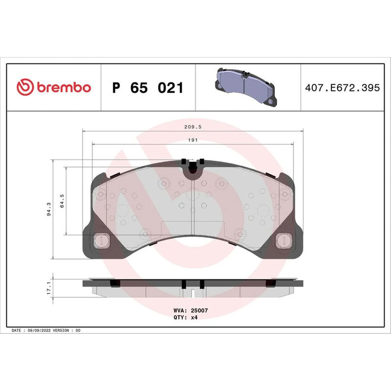 Brembo 4 x Front Brake Pad Set P65021