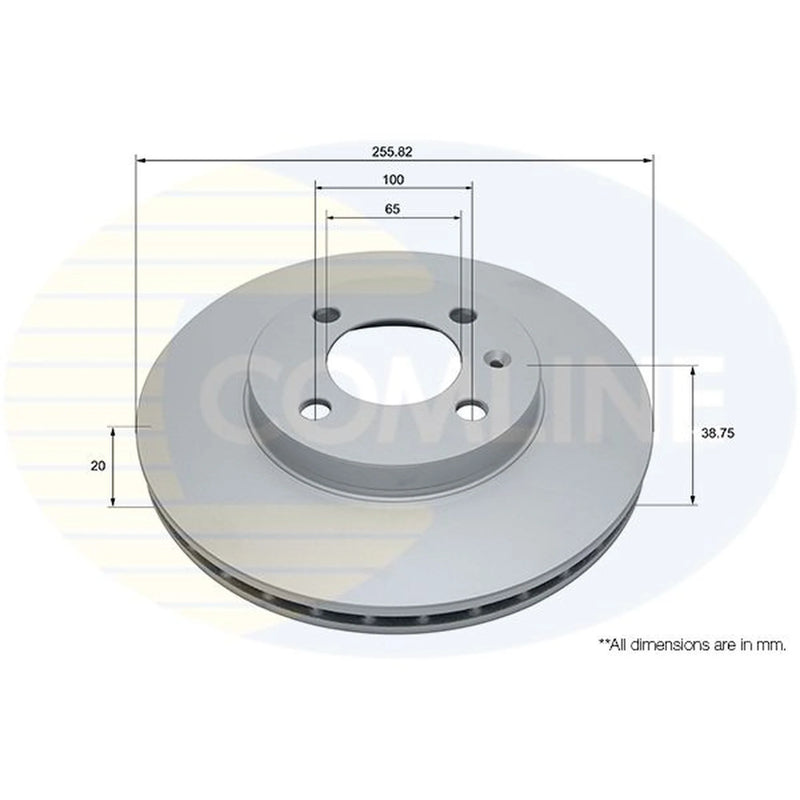Comline 2 x Internally Vented Front Brake Discs ADC1410V