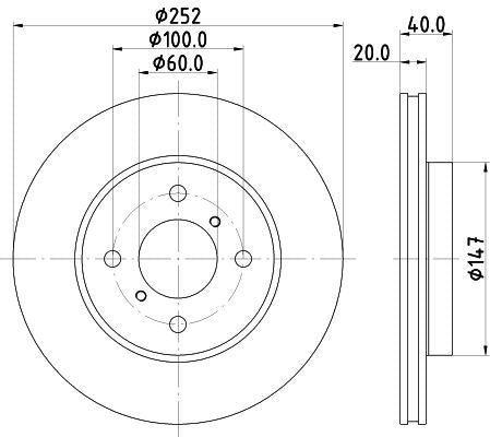 MINTEX Brake Disc Front Internally Vented 252mm Outer Diameter Fits Suzuki Swift MINTEX - Town Parts