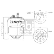 Febi Air Suspension Bellow 190mm Rear 185229