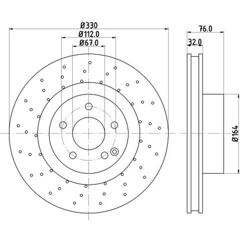 Mintex 2 x Perforated Front Brake Discs MDC1425