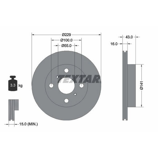 Textar 2 x Front Brake Discs 92097900