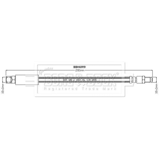Borg & Beck Brake Hydraulic Hose Line Rear Left BBH6919