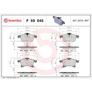 Brembo 4 x Front Brake Pad Set P59045X