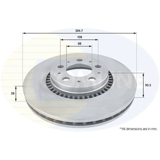 Comline 2 x Internally Vented Front Brake Discs ADC1908V