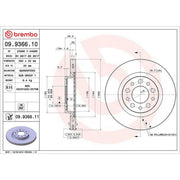Brembo 2 x Internally Vented Rear Brake Discs 09.9366.11